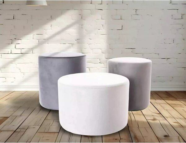 Taburet DOTI B, stofa catifelata gri deschis - Bluvel 03, 38x38x42 cm