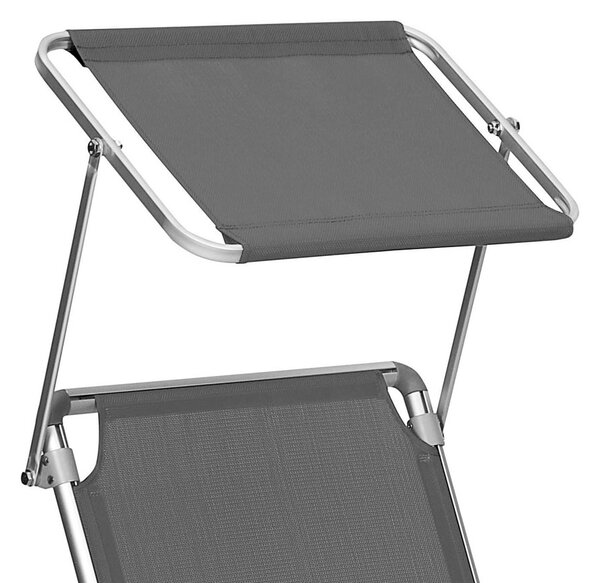 Șezlong de grădină MALIBU cu copertină reglabilă, 193x55x31 cm, gri SongmicsHome