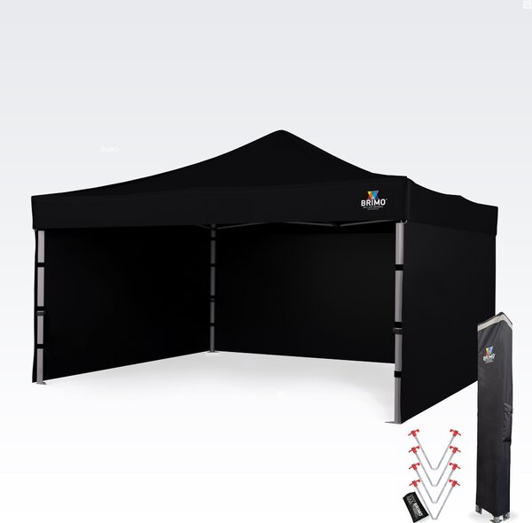 Cort Evenimente 4x4m - cu 3 pereți - Negru