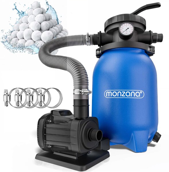 Filtrare cu nisip pentru piscina AQUA cu bile filtrante, 5 000 l/h, albastru Monzana