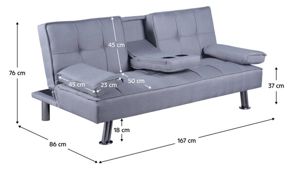KONDELA Canapea extensibilă, gri, GOLDIA NEW