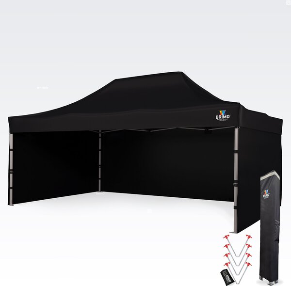 Cort publicitar 4x6 m Premium (Aluminiu) cu 3 pereți – de montare rapidă - cu 3 pereți - Negru
