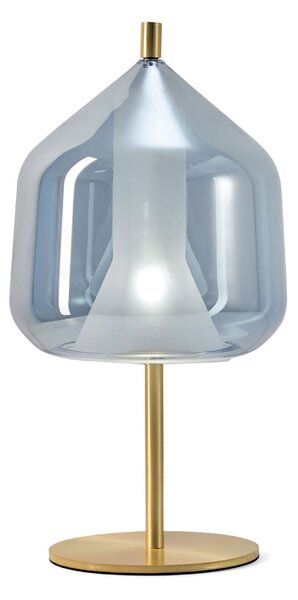 X-Ray II - Lampă de masă aurie cu abajur albastru din sticlă