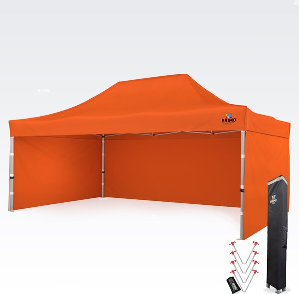 Cort publicitar 4x6 m Premium (Aluminiu) cu 3 pereți – de montare rapidă - cu 3 pereți - Portocaliu