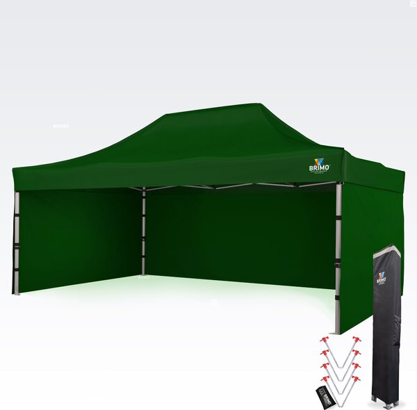 Cort publicitar 4x6 m Premium (Aluminiu) cu 3 pereți – de montare rapidă - cu 3 pereți - Verde