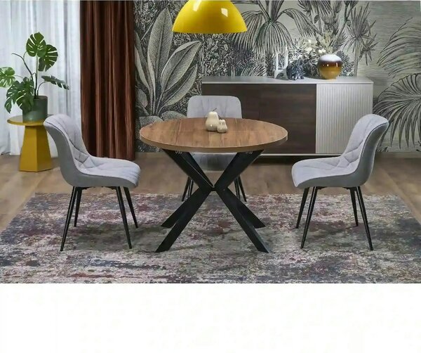 Masa extensibila PERONI, nuc/negru, PAL furniruit /otel, 100/250x100x7