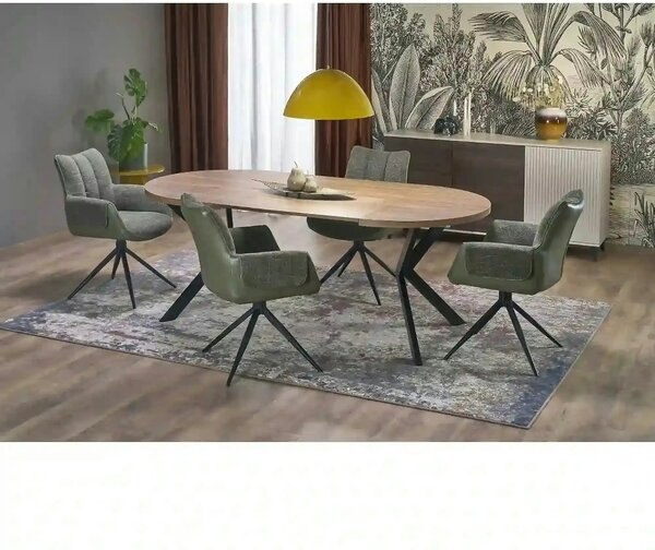 Masa extensibila PERONI, nuc/negru, PAL furniruit /otel, 100/250x100x7