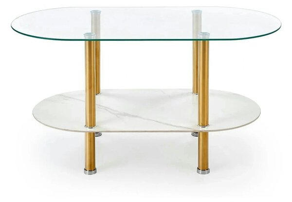 Masuta DUCAT, transparent/auriu, sticla/otel, 100x50x51 cm
