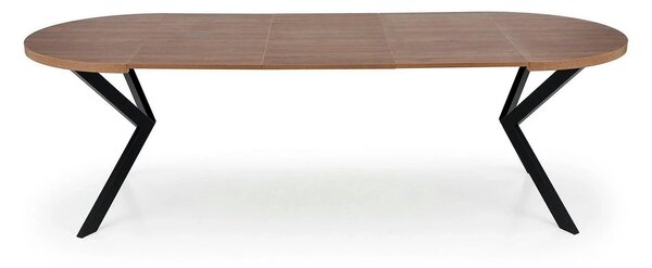 Masa extensibila PERONI, nuc/negru, PAL furniruit /otel, 100/250x100x7