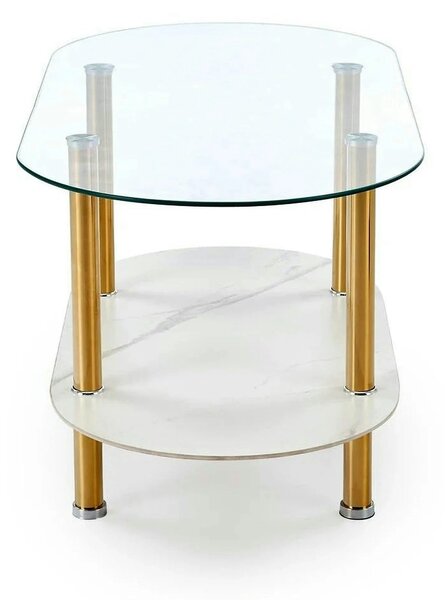 Masuta DUCAT, transparent/auriu, sticla/otel, 100x50x51 cm