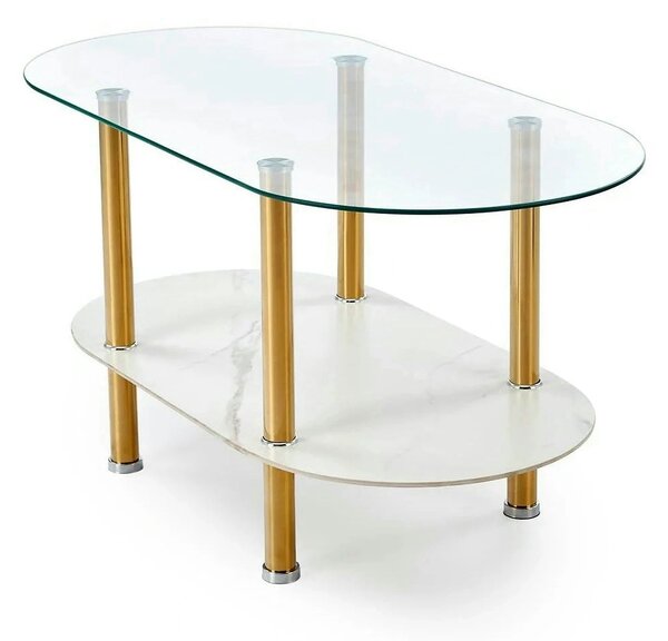 Masuta DUCAT, transparent/auriu, sticla/otel, 100x50x51 cm