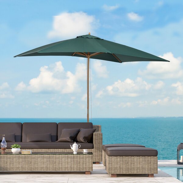 Outsunny Umbrelă din Lemn pentru Grădină, Verde, 2X3M, Design Elegant, Rezistentă la Intemperii | Aosom Romania