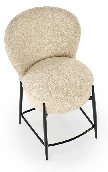 Scaun bar H126, bej/negru, stofa/metal, 57x61x95 cm