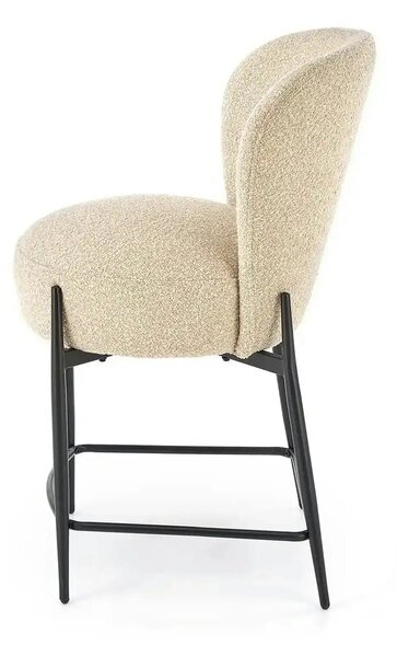 Scaun bar H126, bej/negru, stofa/metal, 57x61x95 cm