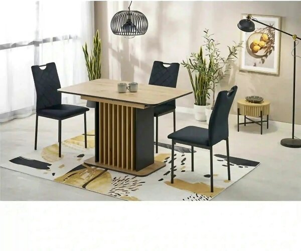 Masa extensibila WILSON, stejar artisan/negru, PAL laminat, 120/158x77