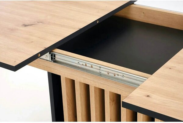 Masa extensibila WILSON, stejar artisan/negru, PAL laminat, 120/158x77