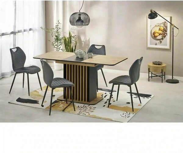 Masa extensibila WILSON, stejar artisan/negru, PAL laminat, 120/158x77