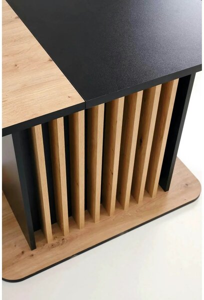 Masa extensibila WILSON, stejar artisan/negru, PAL laminat, 120/158x77