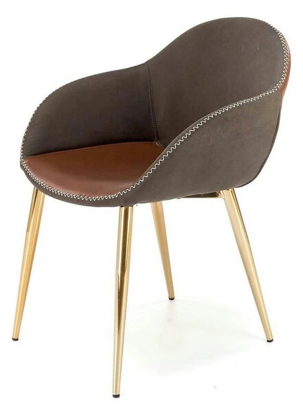 Scaun K304, gri/maro, piele ecologica/otel, 57x59x81 cm