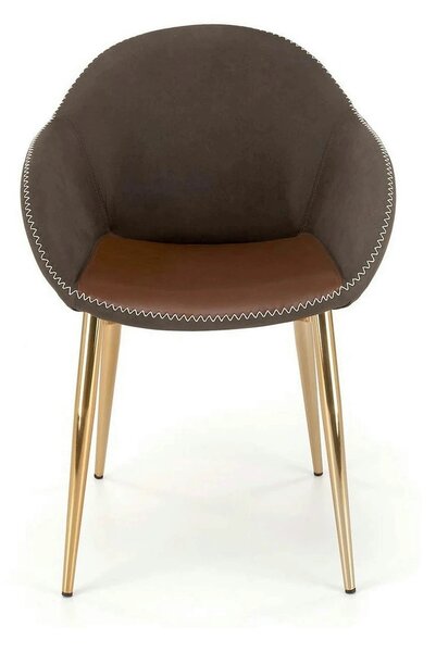 Scaun K304, gri/maro, piele ecologica/otel, 57x59x81 cm