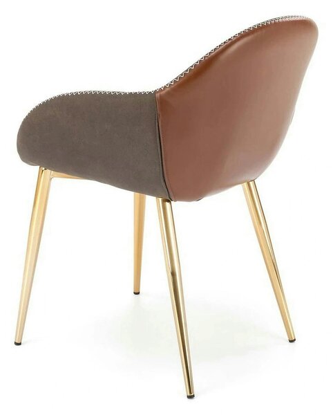 Scaun K304, gri/maro, piele ecologica/otel, 57x59x81 cm