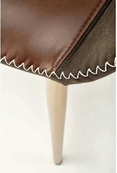 Scaun K304, gri/maro, piele ecologica/otel, 57x59x81 cm