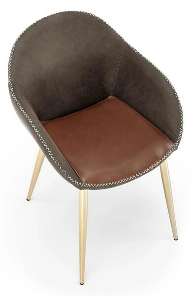 Scaun K304, gri/maro, piele ecologica/otel, 57x59x81 cm