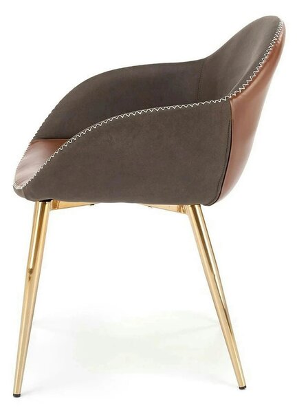 Scaun K304, gri/maro, piele ecologica/otel, 57x59x81 cm