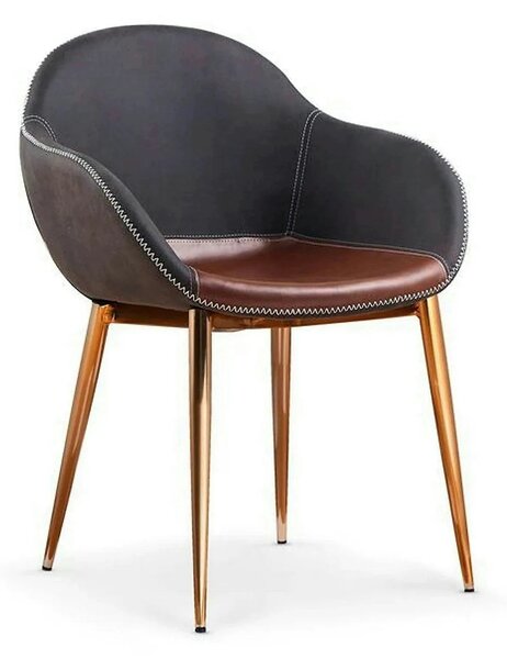 Scaun K304, gri/maro, piele ecologica/otel, 57x59x81 cm