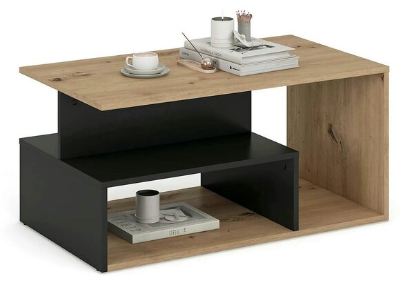 Masuta cafea IVA, stejar artisan/negru, PAL laminat, 90x51x43 cm