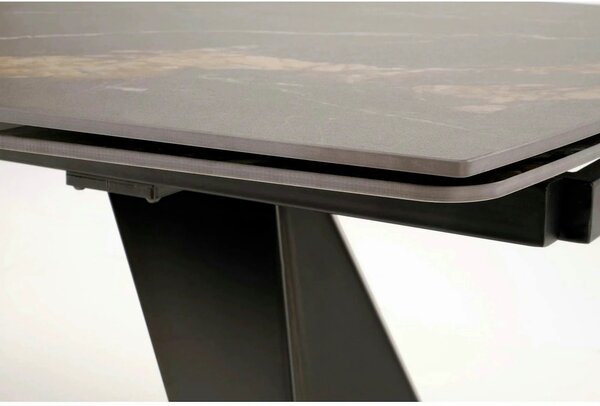 Masa extensibila ARMANI, negru cu efect de marmura/negru, piatra sinte