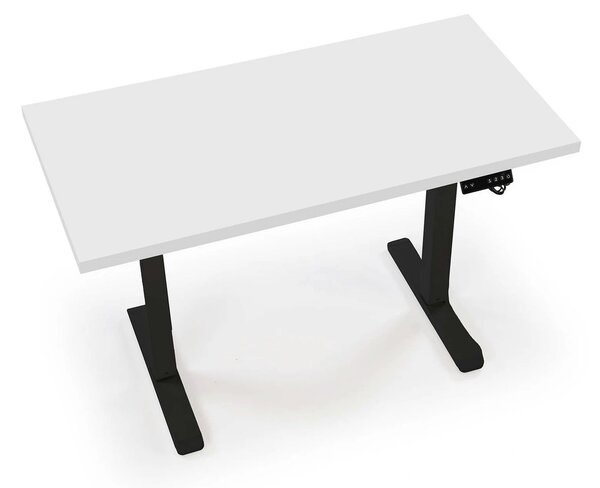 Masa birou B54, alb/negru, PAL laminat/otel, 120x60x75-120 cm