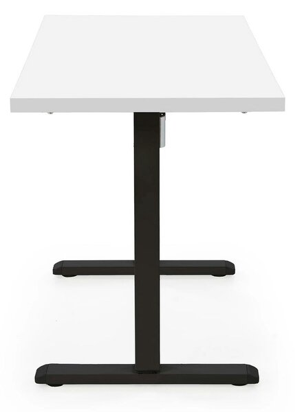 Masa birou B54, alb/negru, PAL laminat/otel, 120x60x75-120 cm