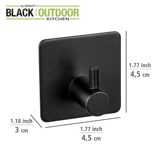 Cârlige negre 2 buc. autoadezive din oțel inoxidabil Black Outdoor Kitchen Ureo – Wenko