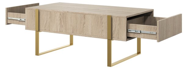 Masă de cafea Verica - stejar biscuit / picioare aurii