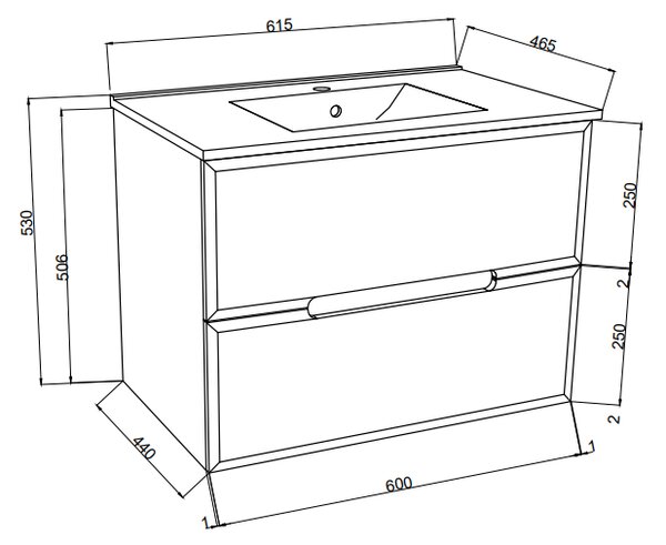 Mobilier Baie Suspendat, 60 Cm, Structură Stejar Gri și Mască Frontală Alb Mat | Magnolia