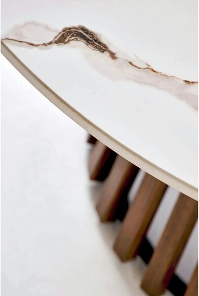 Masuta cafea MDF CARINA, bej cu efect de marmura/nuc, 80x46 cm