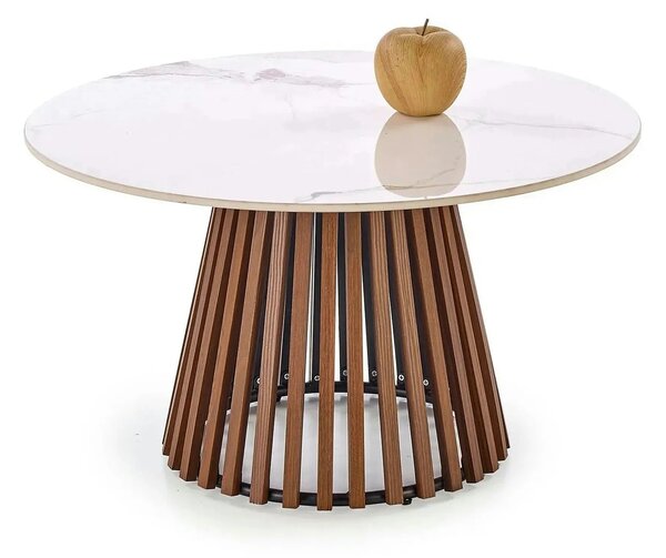 Masuta cafea MDF CARINA, bej cu efect de marmura/nuc, 80x46 cm