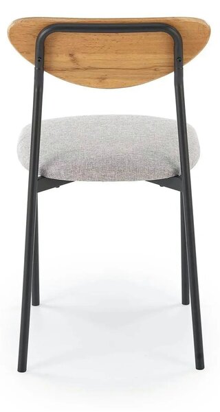 Set masa cu 4 scaune DICKY, stejar/negru/gri, stofa clasica/PAL/metal