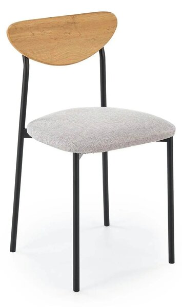 Set masa cu 4 scaune DICKY, stejar/negru/gri, stofa clasica/PAL/metal