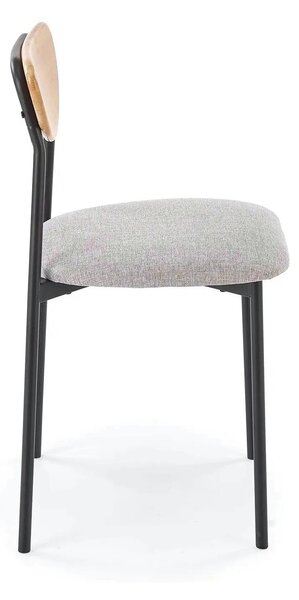 Set masa cu 4 scaune DICKY, stejar/negru/gri, stofa clasica/PAL/metal