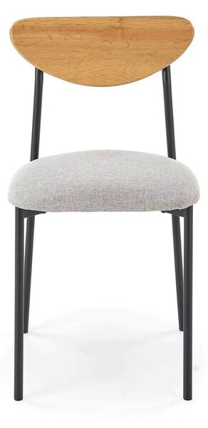 Set masa cu 4 scaune DICKY, stejar/negru/gri, stofa clasica/PAL/metal