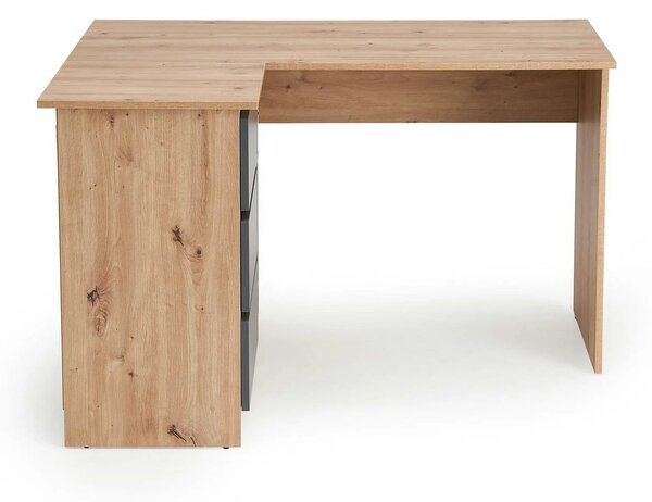 Birou BEGA, stejar artisan/gri grafit, PAL laminat, 124x85x76 cm