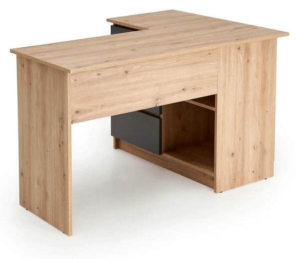 Birou BEGA, stejar artisan/gri grafit, PAL laminat, 124x85x76 cm