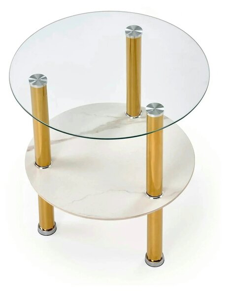 Masuta DUCAT S, transparent/auriu, sticla/otel, 45x49 cm