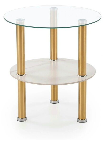 Masuta DUCAT S, transparent/auriu, sticla/otel, 45x49 cm