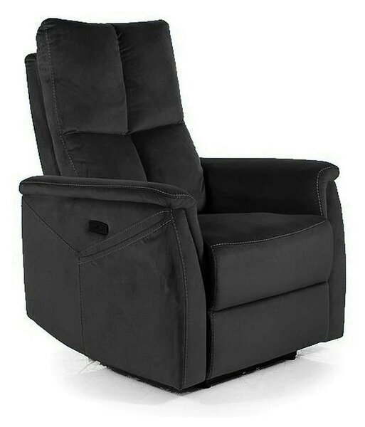 Fotoliu recliner NEPTUN M, negru, stofa catifelata/metal, functie de m