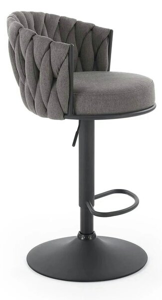 Scaun bar textil H125, gri - Nea 15, stofa clasica/otel, 53x54x90/105