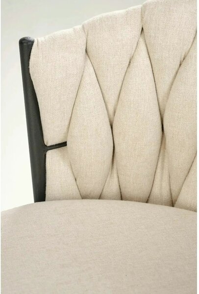 Scaun bar textil H125, bej - Nea 25, stofa clasica/otel, 53x54x90/105