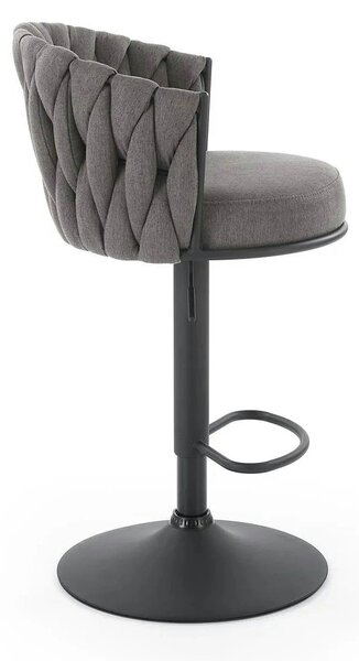 Scaun bar textil H125, gri - Nea 15, stofa clasica/otel, 53x54x90/105